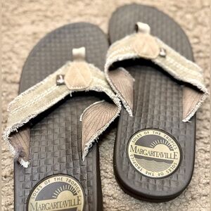 Margaritaville Rag Time Fringe Flip-Flops- Khaki/Brown, 11